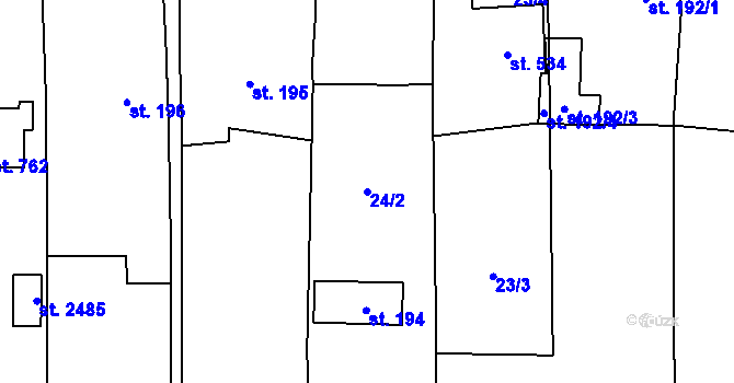 Parcela st. 24/2 v KÚ Drahotuše, Katastrální mapa