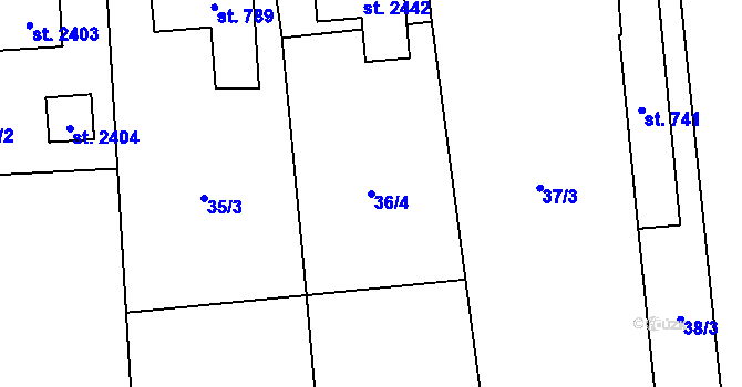 Parcela st. 36/4 v KÚ Drahotuše, Katastrální mapa