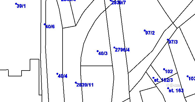 Parcela st. 40/3 v KÚ Drahotuše, Katastrální mapa