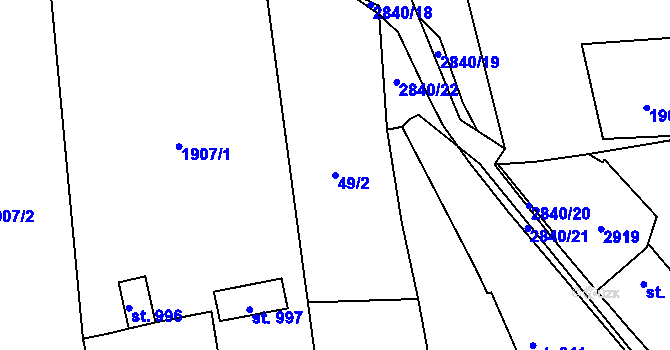 Parcela st. 49/2 v KÚ Drahotuše, Katastrální mapa