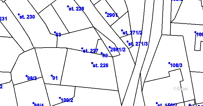 Parcela st. 92 v KÚ Drahotuše, Katastrální mapa