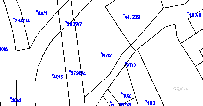 Parcela st. 97/2 v KÚ Drahotuše, Katastrální mapa