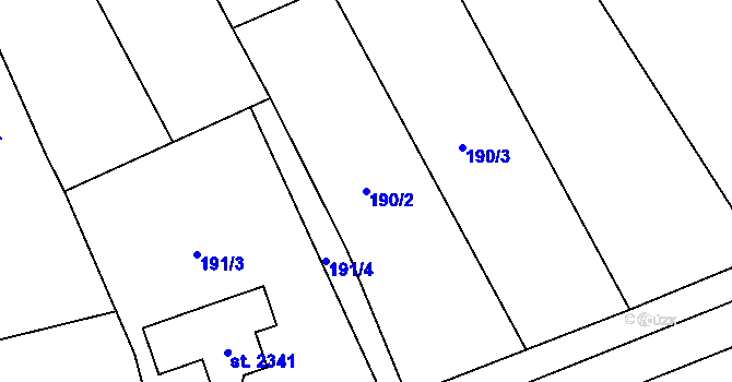 Parcela st. 190/2 v KÚ Drahotuše, Katastrální mapa