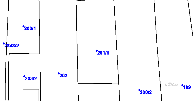 Parcela st. 201/1 v KÚ Drahotuše, Katastrální mapa