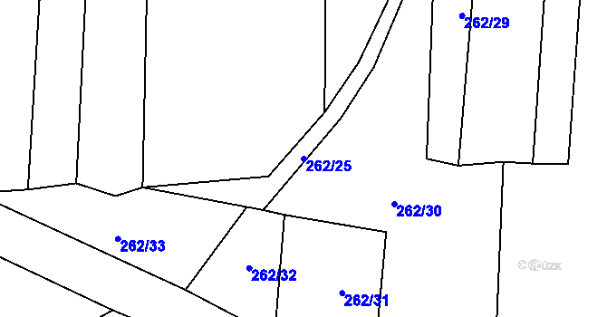 Parcela st. 262/25 v KÚ Drahotuše, Katastrální mapa