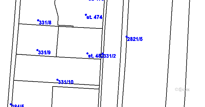 Parcela st. 331/2 v KÚ Drahotuše, Katastrální mapa