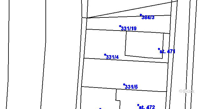 Parcela st. 331/4 v KÚ Drahotuše, Katastrální mapa