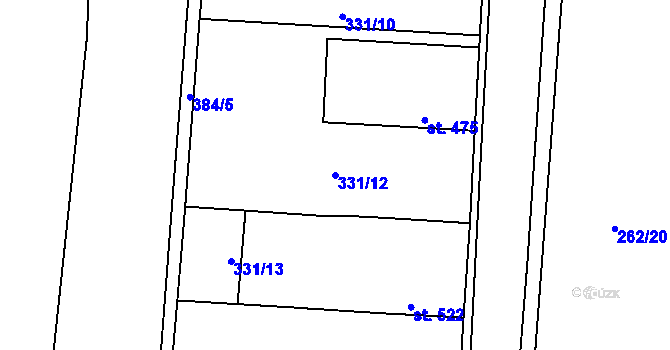 Parcela st. 331/12 v KÚ Drahotuše, Katastrální mapa