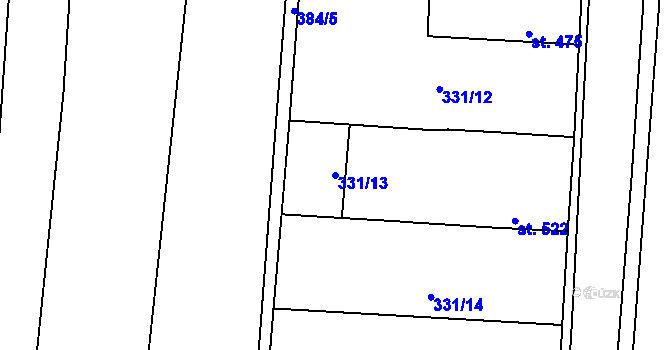 Parcela st. 331/13 v KÚ Drahotuše, Katastrální mapa