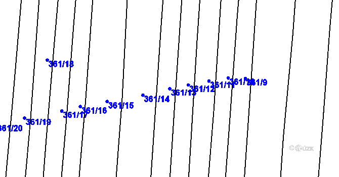 Parcela st. 361/13 v KÚ Drahotuše, Katastrální mapa