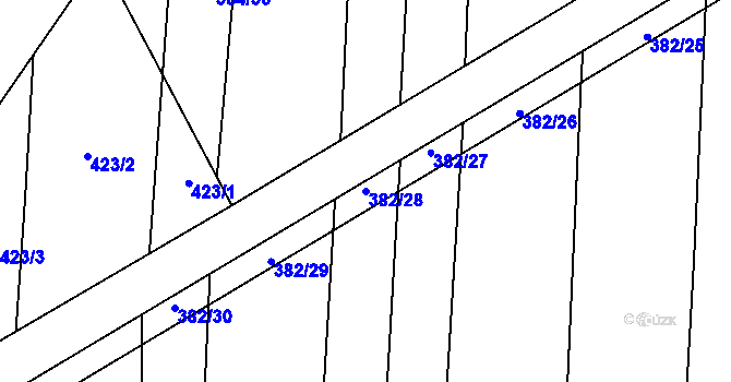 Parcela st. 382/28 v KÚ Drahotuše, Katastrální mapa