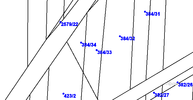 Parcela st. 384/33 v KÚ Drahotuše, Katastrální mapa