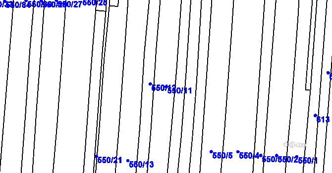 Parcela st. 550/11 v KÚ Drahotuše, Katastrální mapa