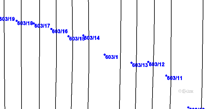 Parcela st. 603/1 v KÚ Drahotuše, Katastrální mapa