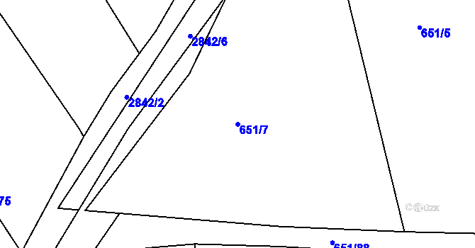 Parcela st. 651/7 v KÚ Drahotuše, Katastrální mapa