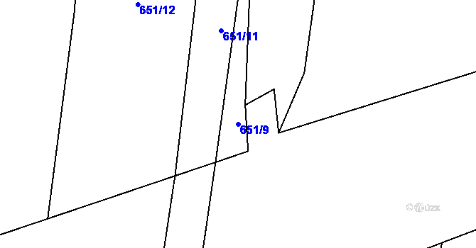 Parcela st. 651/9 v KÚ Drahotuše, Katastrální mapa