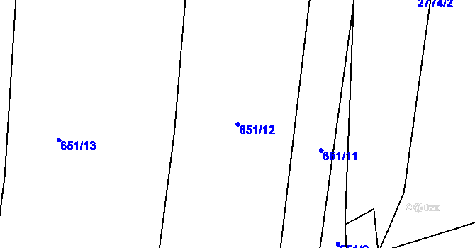 Parcela st. 651/12 v KÚ Drahotuše, Katastrální mapa