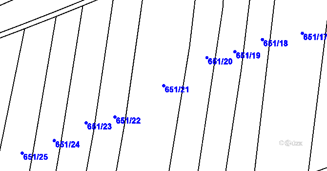 Parcela st. 651/21 v KÚ Drahotuše, Katastrální mapa