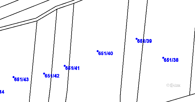 Parcela st. 651/40 v KÚ Drahotuše, Katastrální mapa