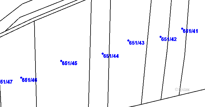 Parcela st. 651/44 v KÚ Drahotuše, Katastrální mapa