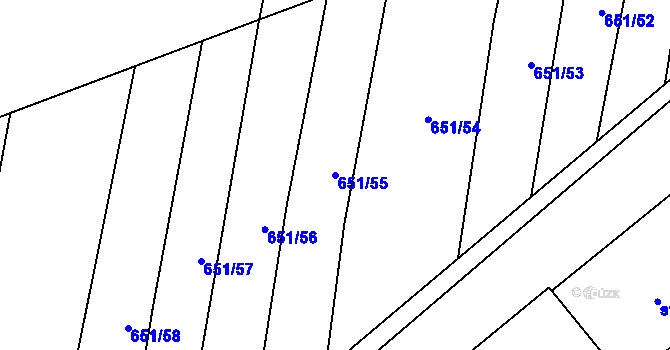 Parcela st. 651/55 v KÚ Drahotuše, Katastrální mapa