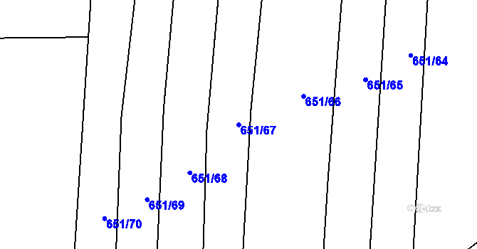 Parcela st. 651/67 v KÚ Drahotuše, Katastrální mapa