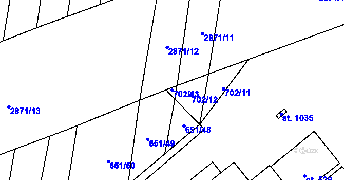 Parcela st. 702/13 v KÚ Drahotuše, Katastrální mapa