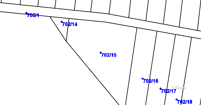 Parcela st. 702/15 v KÚ Drahotuše, Katastrální mapa