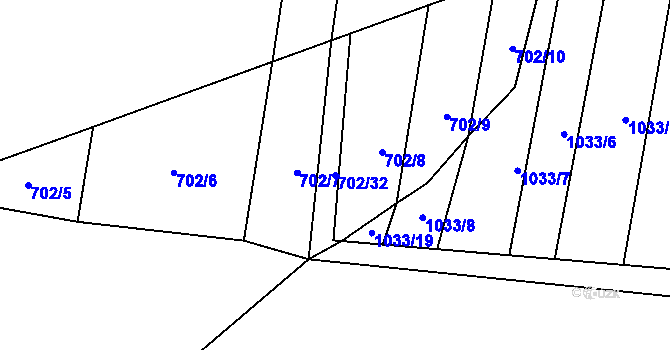 Parcela st. 702/32 v KÚ Drahotuše, Katastrální mapa