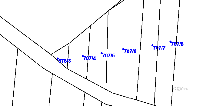 Parcela st. 707/5 v KÚ Drahotuše, Katastrální mapa