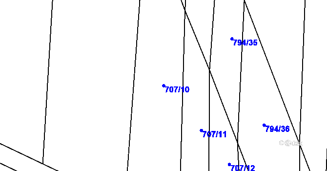 Parcela st. 707/10 v KÚ Drahotuše, Katastrální mapa