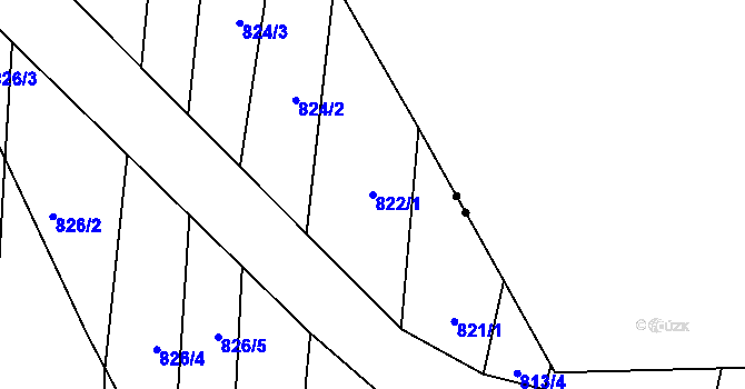 Parcela st. 822/1 v KÚ Drahotuše, Katastrální mapa