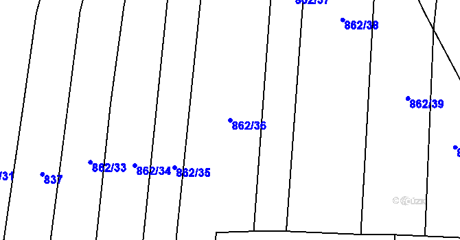 Parcela st. 862/36 v KÚ Drahotuše, Katastrální mapa