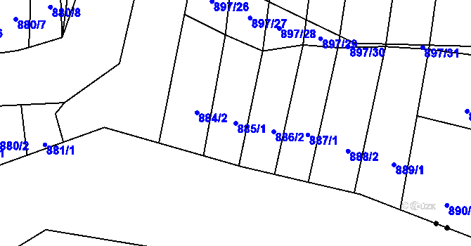 Parcela st. 885/1 v KÚ Drahotuše, Katastrální mapa