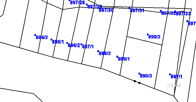 Parcela st. 888/2 v KÚ Drahotuše, Katastrální mapa