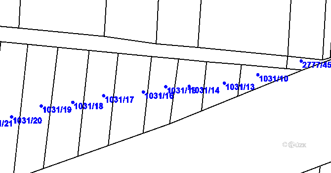 Parcela st. 1031/15 v KÚ Drahotuše, Katastrální mapa