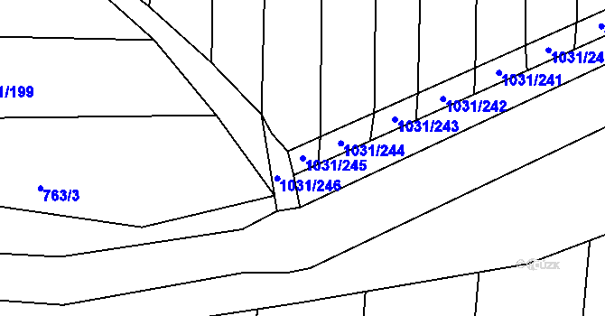 Parcela st. 1031/245 v KÚ Drahotuše, Katastrální mapa