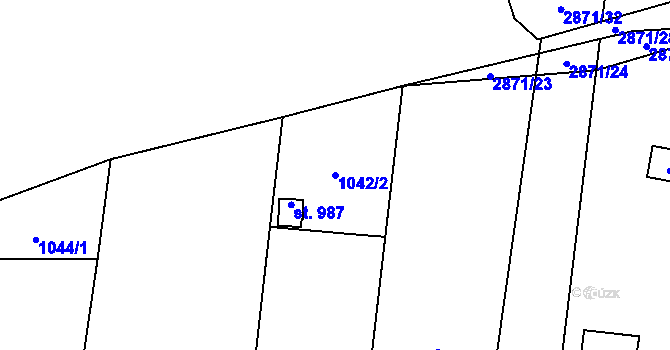 Parcela st. 1042/2 v KÚ Drahotuše, Katastrální mapa
