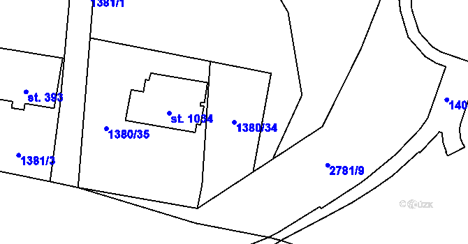 Parcela st. 1380/34 v KÚ Drahotuše, Katastrální mapa