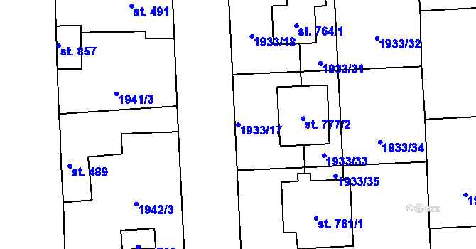 Parcela st. 1933/17 v KÚ Drahotuše, Katastrální mapa