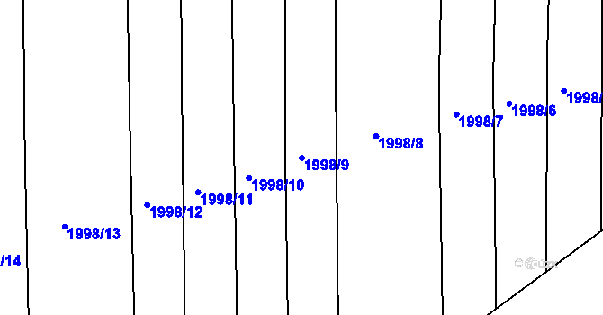 Parcela st. 1998/9 v KÚ Drahotuše, Katastrální mapa