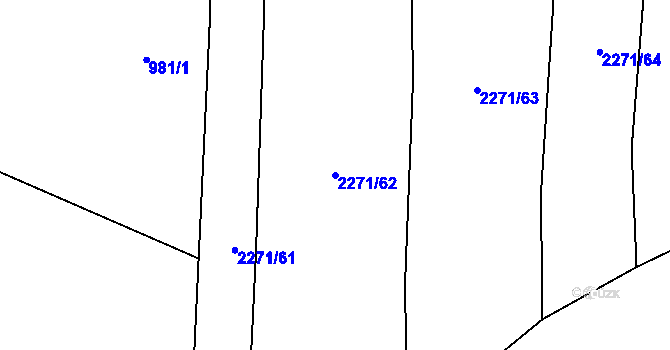 Parcela st. 2271/62 v KÚ Drahotuše, Katastrální mapa