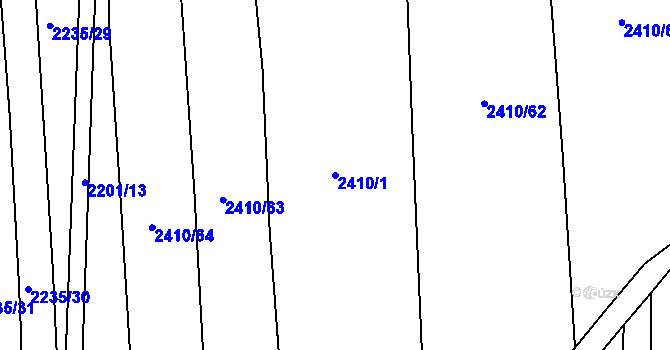 Parcela st. 2410/1 v KÚ Drahotuše, Katastrální mapa