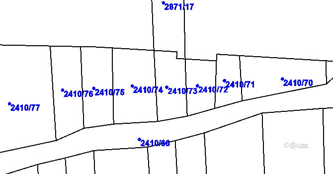 Parcela st. 2410/73 v KÚ Drahotuše, Katastrální mapa