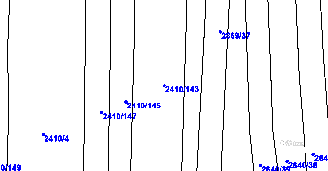 Parcela st. 2410/143 v KÚ Drahotuše, Katastrální mapa
