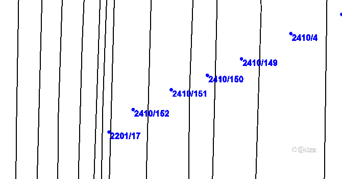 Parcela st. 2410/151 v KÚ Drahotuše, Katastrální mapa