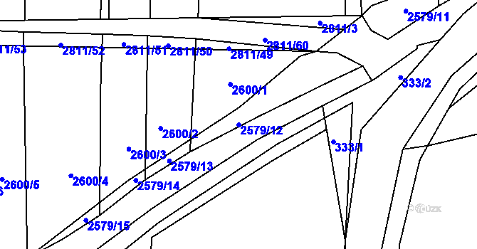 Parcela st. 2579/12 v KÚ Drahotuše, Katastrální mapa