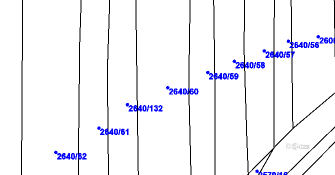 Parcela st. 2640/60 v KÚ Drahotuše, Katastrální mapa