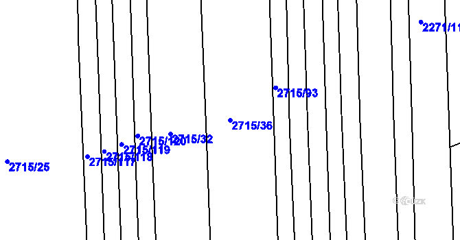 Parcela st. 2715/36 v KÚ Drahotuše, Katastrální mapa