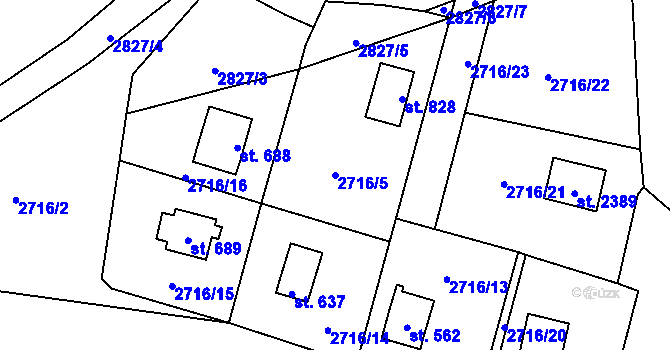 Parcela st. 2716/5 v KÚ Drahotuše, Katastrální mapa